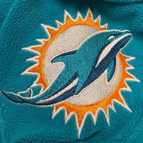 NFL MIAMI DOLPHINS FLEECE EMBROIDERED MEN’S FULL ZIP HOODIE 2XL VINTAGE - Picture 4 of 11